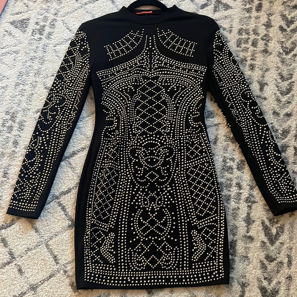 Black& gold studded bodycon dress